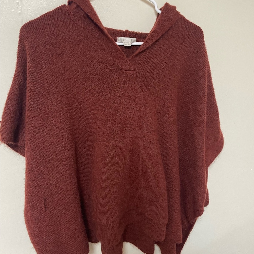 LOFT Women's Rust Poncho Sweater